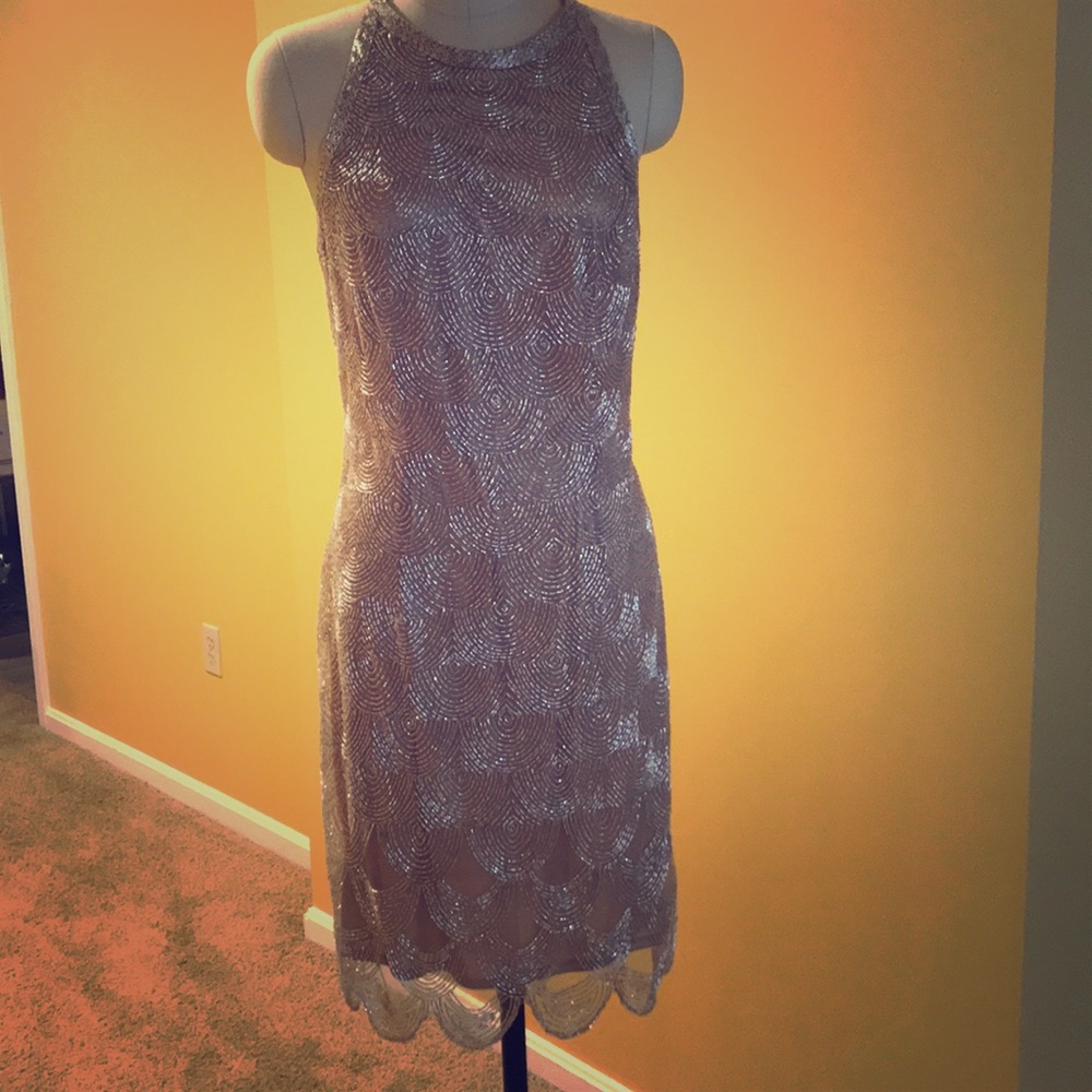 Art Deco champagne mini dress! HoCo, prom, wedding